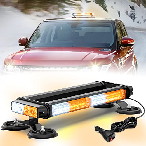Image of Nilight 14.5 inch Amber White COB LED Strobe Rooftop Flashing Light Bar High Visibility Emergency Hazard Warning Beacon w /Magnetic Base for Safety Vehicles Trucks Pickup Cars Snowplow,2 Years Warranty