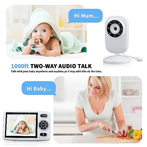 HELMOP Baby Monitor, 3.5 Inch HD Screen Wireless Video Baby Monitor with Camera - Image 3