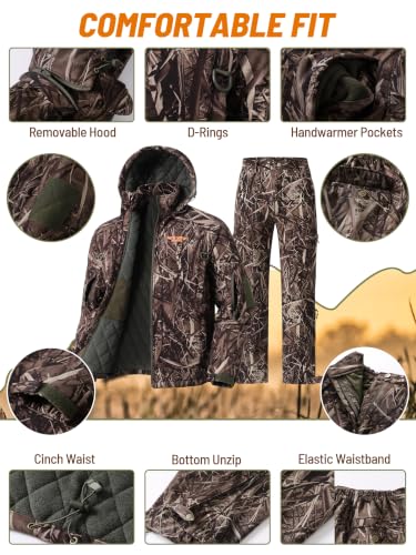 Image of NEW VIEW Insulated Hunting Clothes for Men Cold Weather, Warm Camo Hunting Jacket and Pants, Hunting Suit for Deer Duck Hunts