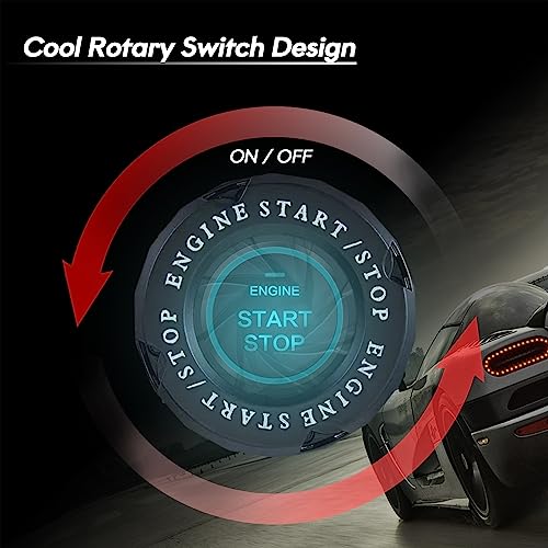 Image of Rotary Push Start Button Cover, Universal Car Engine Start Button Cover, Car Stickers Interior Decor, Car Accessories Motorcycle Ignition Key Switch Cover (Black)