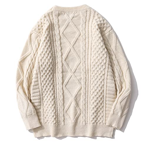 Aelfric Eden Oversized Knit Sweater Solid Vintage Pullover Sweater Unisex Woven Crewneck Knitted Tops Khaki #TOP3