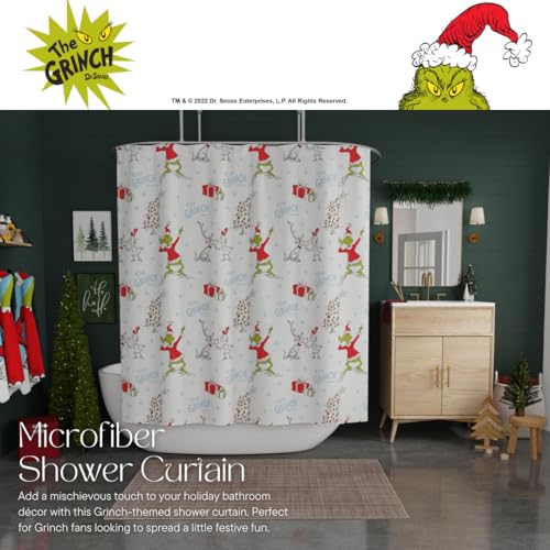 Image of Grinch Holiday Christmas Bath Microfiber Shower Curtain, 72x72, (Officially Licensed Product) by Franco