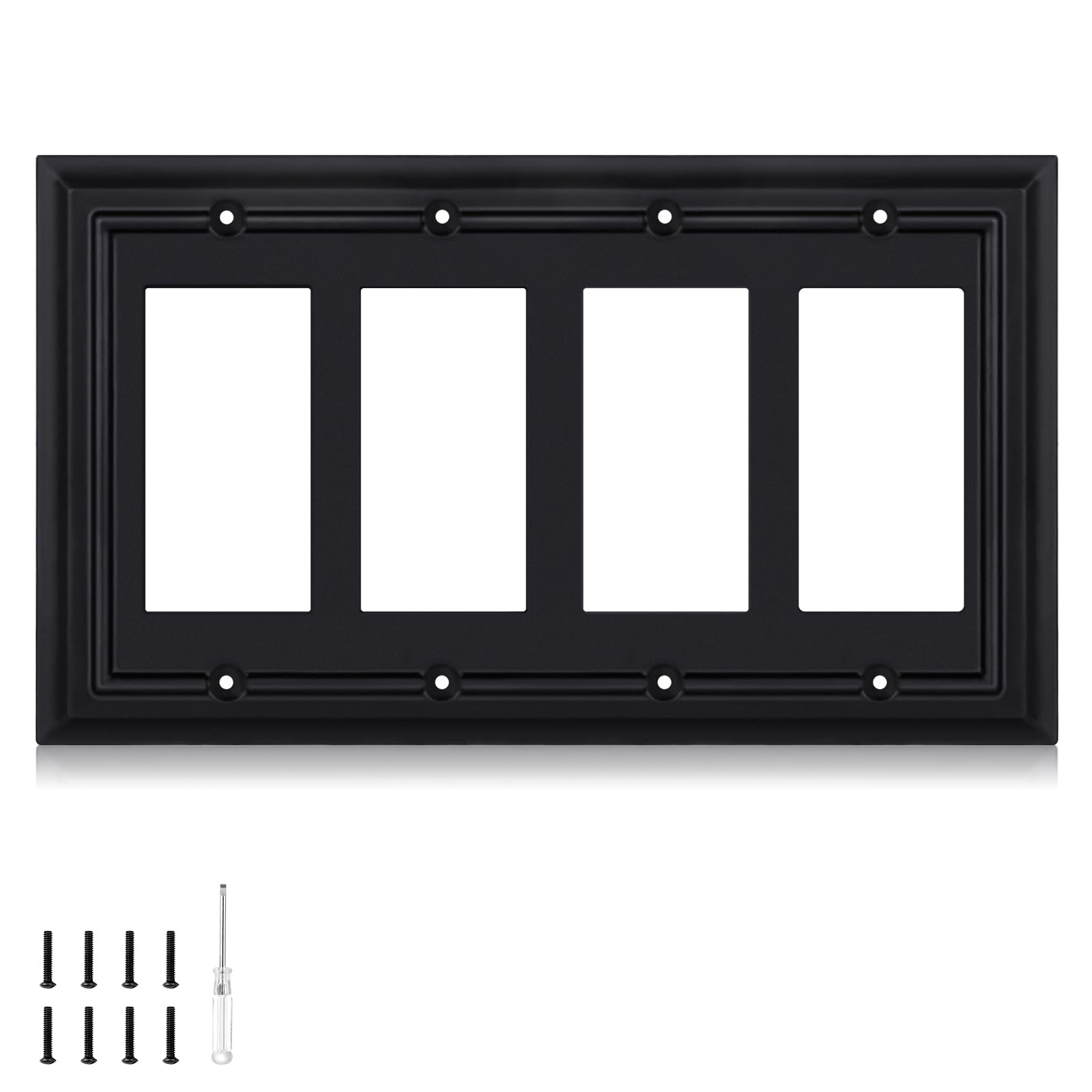 Matte Black Outlet Covers - Bamboo Fiber Wall Plates -12 Matte Black Outlet Covers - Bamboo Fiber Wall Plates -12