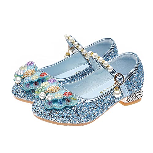 LOBTY Niñas Zapatos de Princesa Lentejuelas Niño Zapatos de Tacón Alto Bailarinas Sandalias Disfraz de Princesa Bodas Bola Cumpleaños Fiesta Navidad Halloween Carnaval Rosa Plata Azul EU23-41