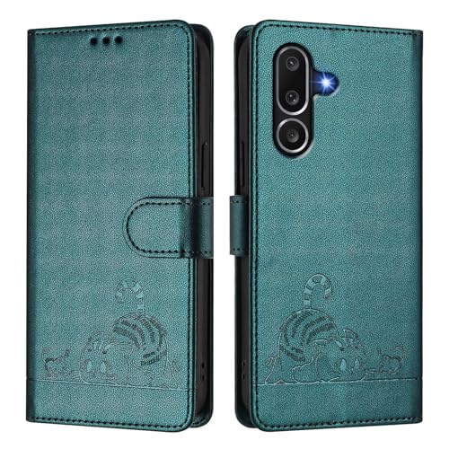 Custodia per telefono compatibile con Samsung Galaxy M56 con cavalletto slot per schede paraurti silicone antiurto custodia protettiva a portafoglio pelle per M56 verde