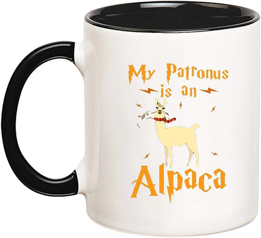 ExtraOrdinaryMugs - My Patronus is A Alpaca Mug - Cute Animal Coffee Cup - Distressed Alpaca Mug - Llama Patronus - Gift for Llama Lover, 11oz Ceramic Coffee Cup, High Gloss