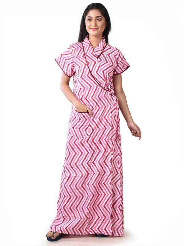 being beauty – Women's – Cotton Housecoat/Maternity Nighty Robe – Feeding & Lounging Gown (Soft & Comfortable Sleepwear) – Pink –-picture-18