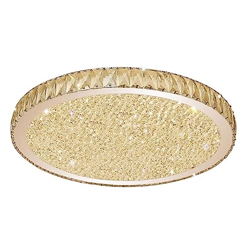 Lámpara de Techo LED Redonda de Cristal Moderna con Montaje Empotrado, Ideal para Sala de Estar, Cocina, Isla, Dormitorio, vestíbulo y baño (luz cálida de 3000 K, D de 80 cm)