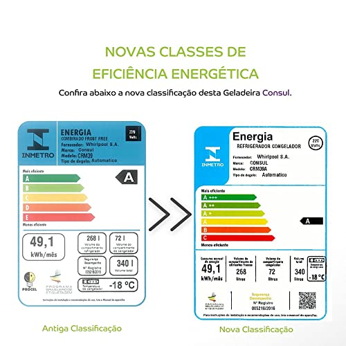 Refrigerador 340L 2 Portas Frost Free Classe A 220 Volts, Branco, Consul