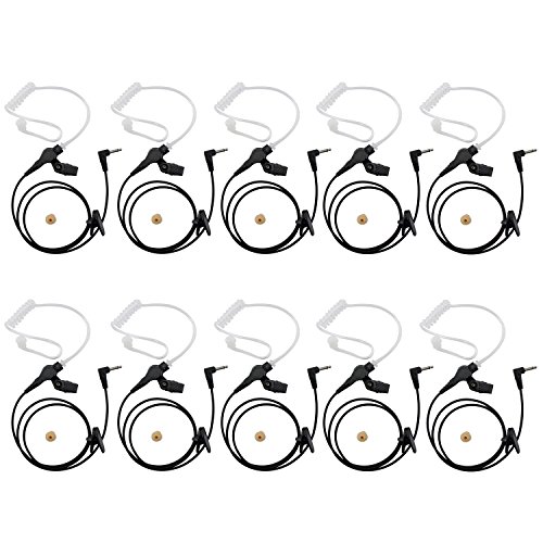 abcGoodefg 3.5mm Receiver/Lishen Only Acoustic Tube Earpiece Headset for Two Way Radios Speaker Mics 10 Pack