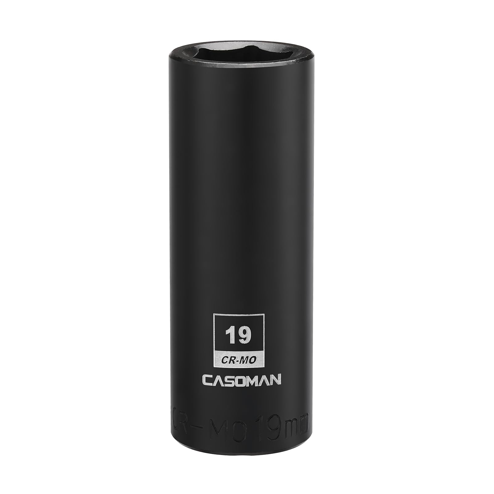CASOMAN 1/2-Inch Drive x 19mm Deep Impact Socket, 6-Point, Metric, CR-MO