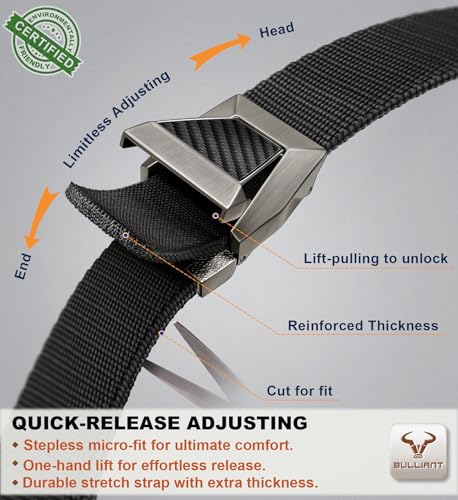 Image of BULLIANT Men Tractical Belt,Stretch Western Rigger Web Belt For Cowboy Military Heavy Duty Hiking Hunting 1.5 inch-Cut For Fit