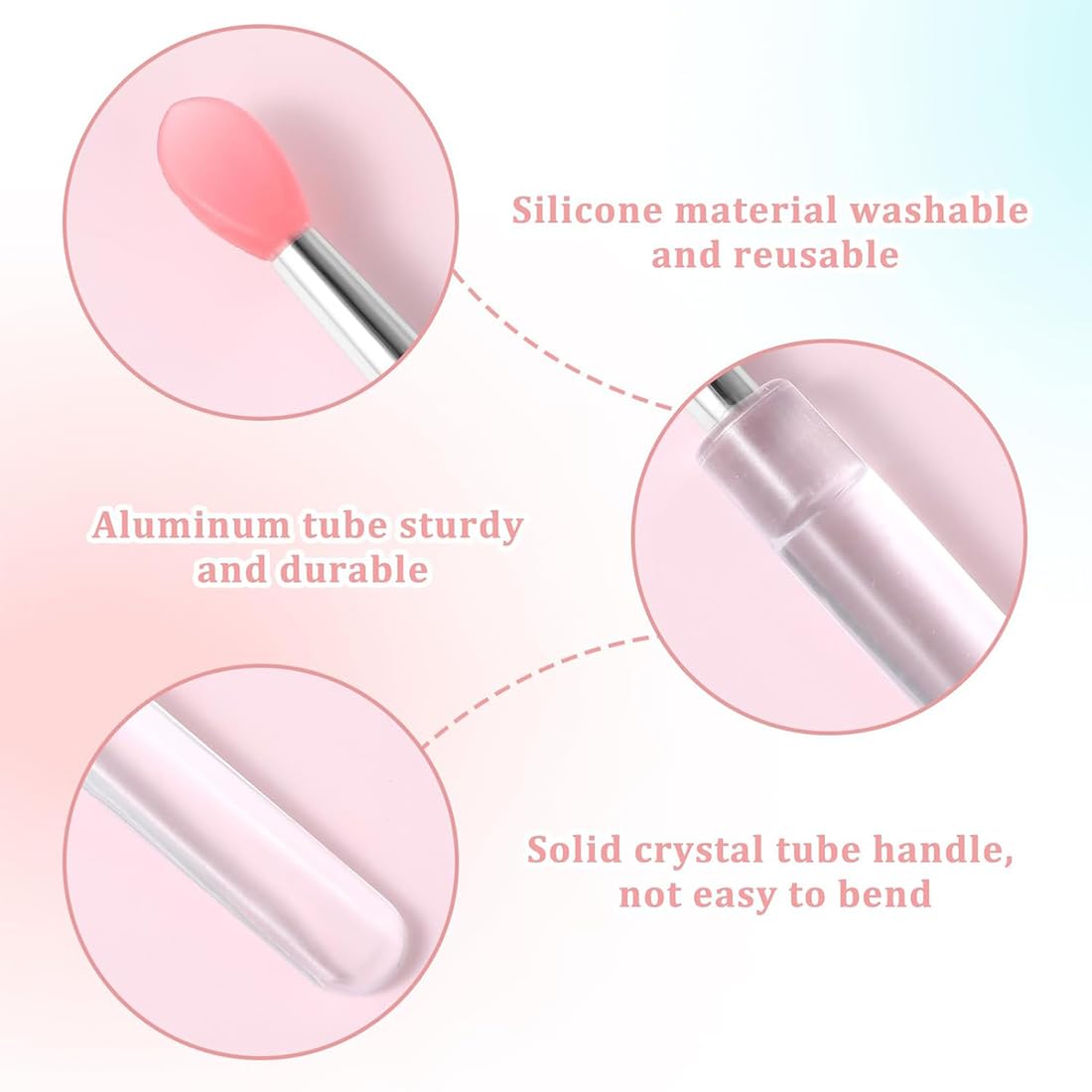 6pc Pennelli Morbidi per Labbra, Applicatori in Silicone, per labbra applicatori, per labbra per la cura delle labbra, Ideali per Rossetto e Cosmetici, Bacchette Riutilizzabili per Makeup Labbra