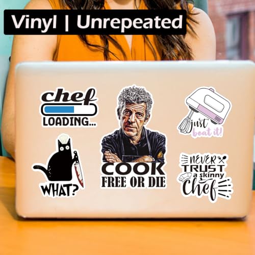 Calcomanías de chef impermeables hechas de vinilo duradero para coche y portátiles 6