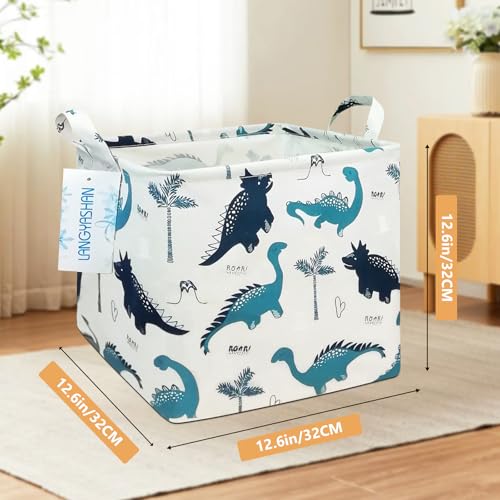 Image of Square Storage Baskets Children Shelves Gift Toy Organizer Room Dinosaur | Laundry Hamper Collapse Canvas with Handles for Organizing Home Kitchen Children Toys Office Closet Shelf