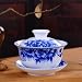Imagen de YIPOCH Taza de té Gaiwan de Porcelana Blanca Azul y Blanca
