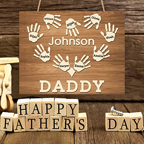 Yananka Custom Wood Sign For Dad Father's Day Gifts Personalized Wooden Dad Sign Customized With Kids Names Texts For Wall Home Desk Decor #TOP5