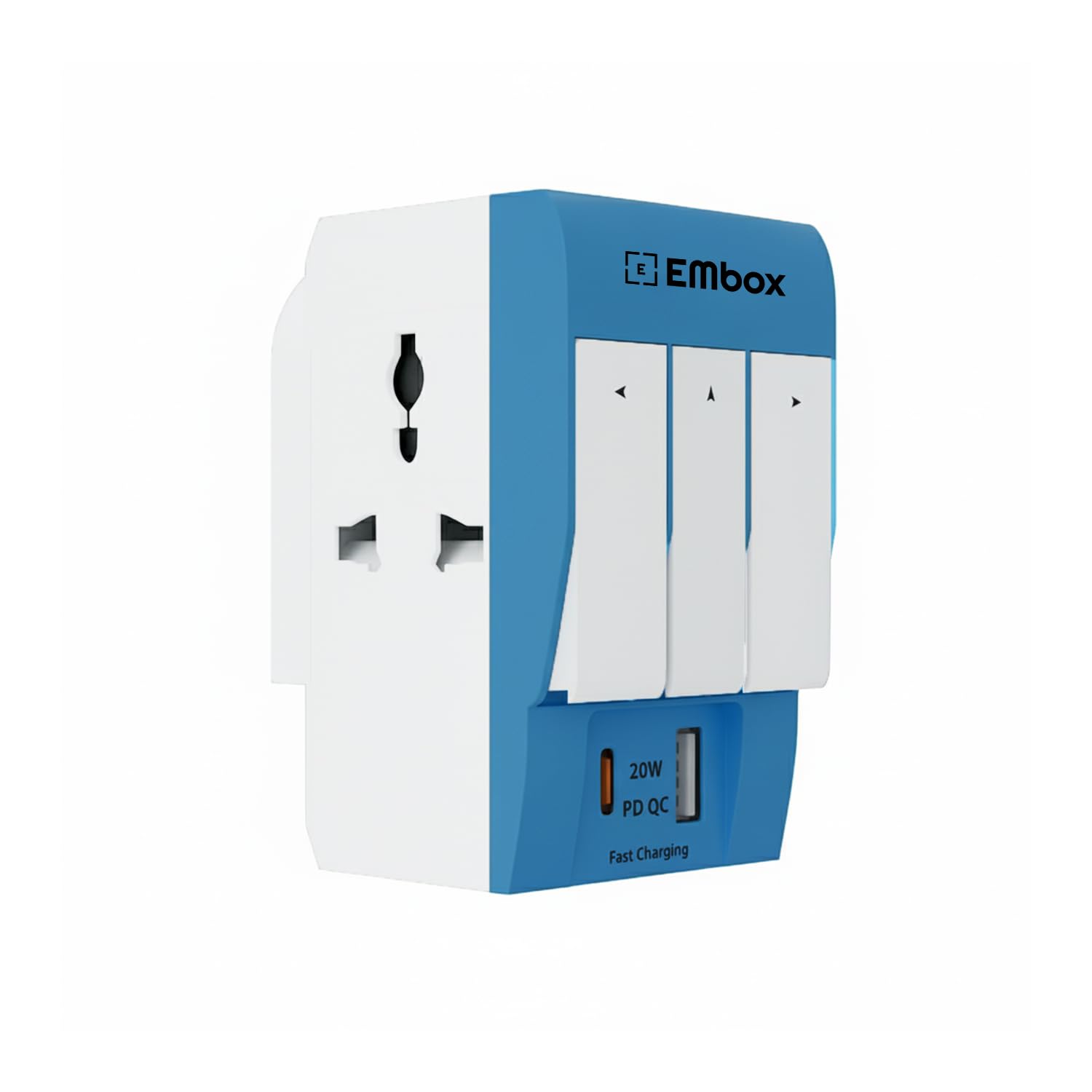 EMBOX 3 Pin Multi Plug Adapter with Individual Switch 3 Pin Plug Socket Safety Shutter Spike Buster Fuse Protected Adapter 3 Way Plug Extension for Home Office Travel-5A-250V, Pack of 1 Blue — Amazon image 8