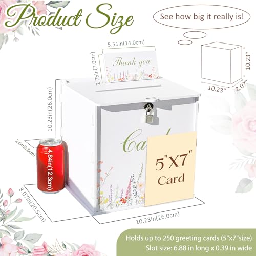Image of OurWarm White Wedding Card Box with Lock, PVC Gift Card Box for Wedding Decorations Reception, Money Gift Boxes for Party Baby Shower Anniversary Bridal Graduation Decor