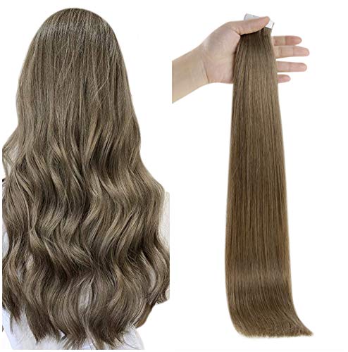Tape in Human Hair Extensions 18 Inch Color9A Green Blonde Seamless Human Hair Extensions 40 Pcs 100 Grams Per Set Glue in Extensions