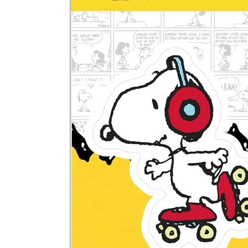 Image of Peanuts Snoopy Skating Adhesive Vinyl Decal | Fun Snoopy Sticker for Car, Window or Laptop