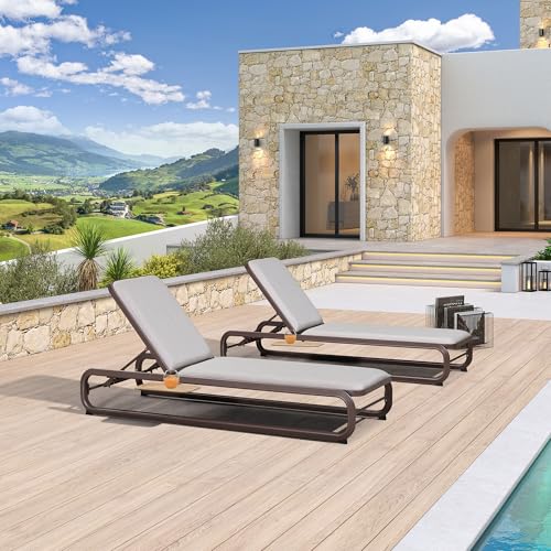 Image of PURPLE LEAF 1 Piece Patio Chaise Lounge Luxury Heavy-Duty Coffee