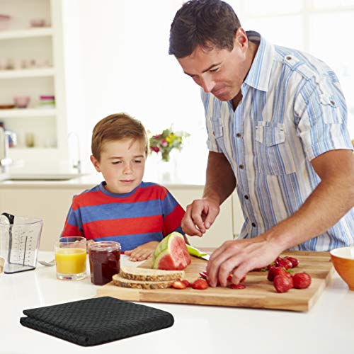 Talvania Kitchen Dish Towels Black, 100% Cotton Dish Cloths Dobby Weave, 12 Pack Soft and Absorbent Multipurpose Terry Towel Set, Hand Towel and All Kitchen Cleaning 15” X 25” Machine Washable Black - Thumbnail 4