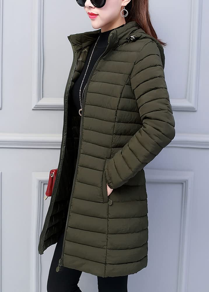 ORANDESIGNE Piumino Trapuntato Leggero da Donna Giacca Caldo Giubbotto Invernale Slim Fit Cappotto con Cappuccio Giubbino Aderente di Media Lunghezza