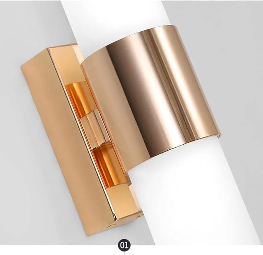 Image of Glowave Golden Acrylic Light Cylindrical Design Wall Lamp Lighting Sconce for Living Room Bedroom Bedside - Tricolour (White, Warm White, Natural White) (6113)