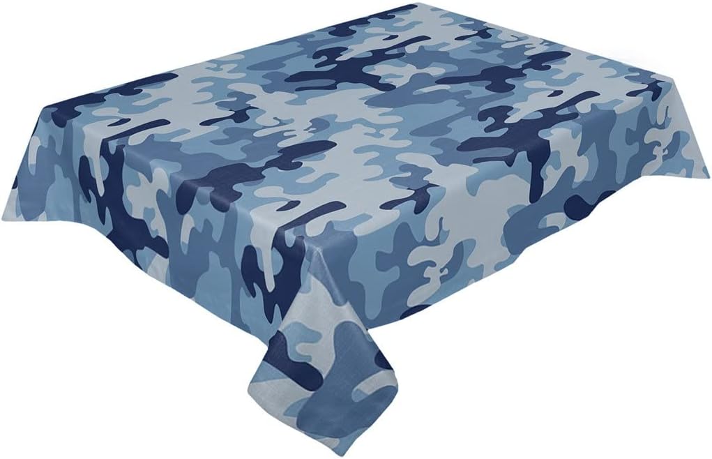 Camouflage Round Tablecloth Wedding Decor Waterproof Table Cover Dining Decor(153x259cm)