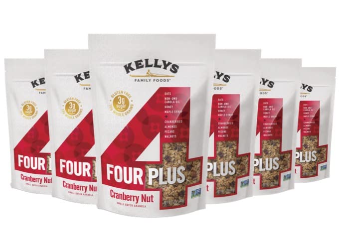 Image of Kelly's Four Plus Granola Cereal, Cranberry Nut, 12 oz (Pack of 6)