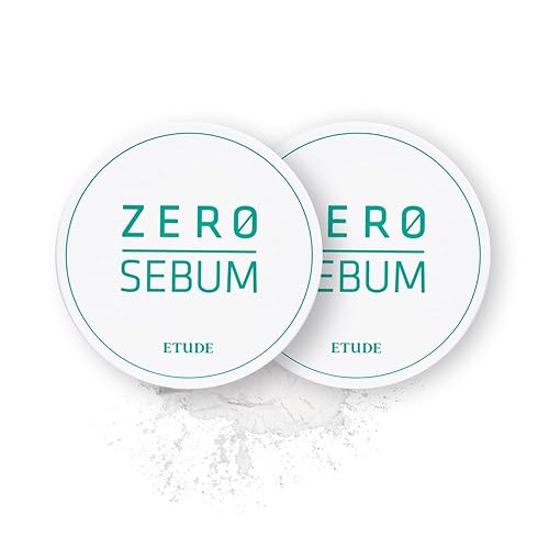 ETUDE Zero Sebum Drying Powder Duo Set 0.14 Ounce*2 (4g*2) | Lightweight Oil Control No Sebum Loose Face Powder with 80% Mineral | Long Lasting, Makes Skin Downy, Korean Makeup, Kbeauty - 0.14 Ounce (Pack of 2)