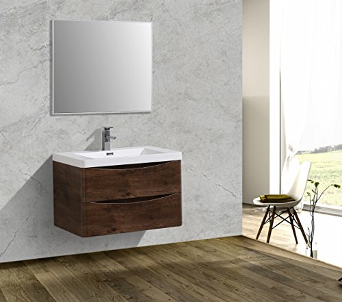 Eviva Evvn760-30Rswd-Wm Smile 30" Rosewood Modern Bathroom Vanity Set With Integrated White Acrylic Sink Combination, #TOP2