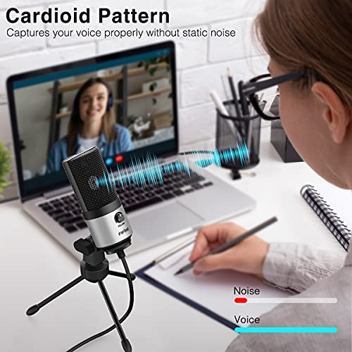 FIFINE USB Microphone for Zoom Video Meeting Online Class on PC Computer, Metal Condenser Desktop Mic with Gain Control for Windows and Mac, Silver - K669S - Image 5