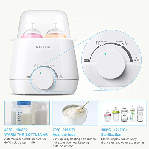  Ba Bottle Warmer Esterilizador A Vapor 3 En 1 Con Control De Temperatura En 5 Escalas Rapida Calentador De Leche Uniforme Calefaccion Bebe De Alimentos Con Cubierta Precisos Cepillo Para
