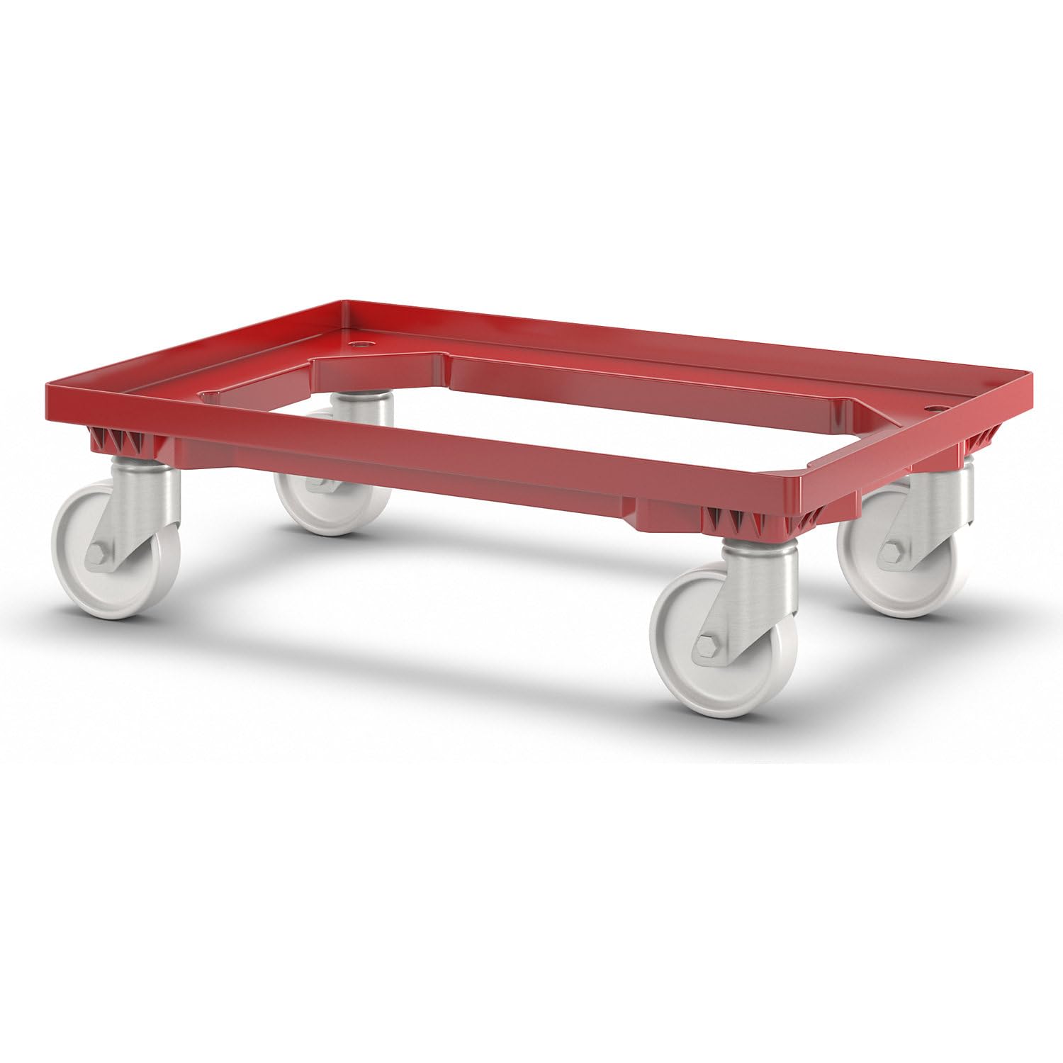 eurokraft | Plateau roulant professionnel | 600 x 400 mm | 4 roulettes pivotantes en polypropylène | rouge