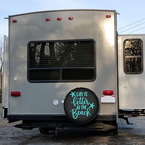 Image of Life at The Beach Spare Tire Cover Dust-Proof Wheel Tire Cover Fit Trailer, RV, SUV and Many Vehicle 17 Inch