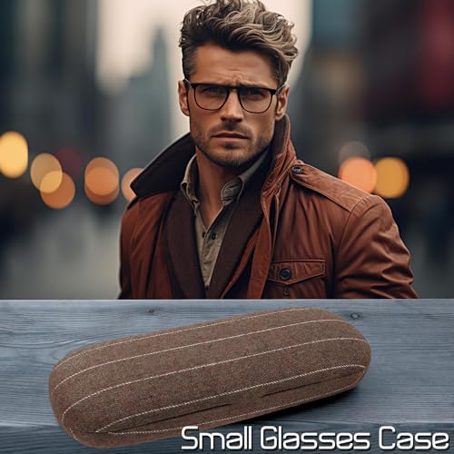 Image of MyEyeglassCase Men Small Glasses case - Eyeglasses Hard Shell Holder Pouch & Cloth-Reading Slim & Narrow Case Heavy Duty