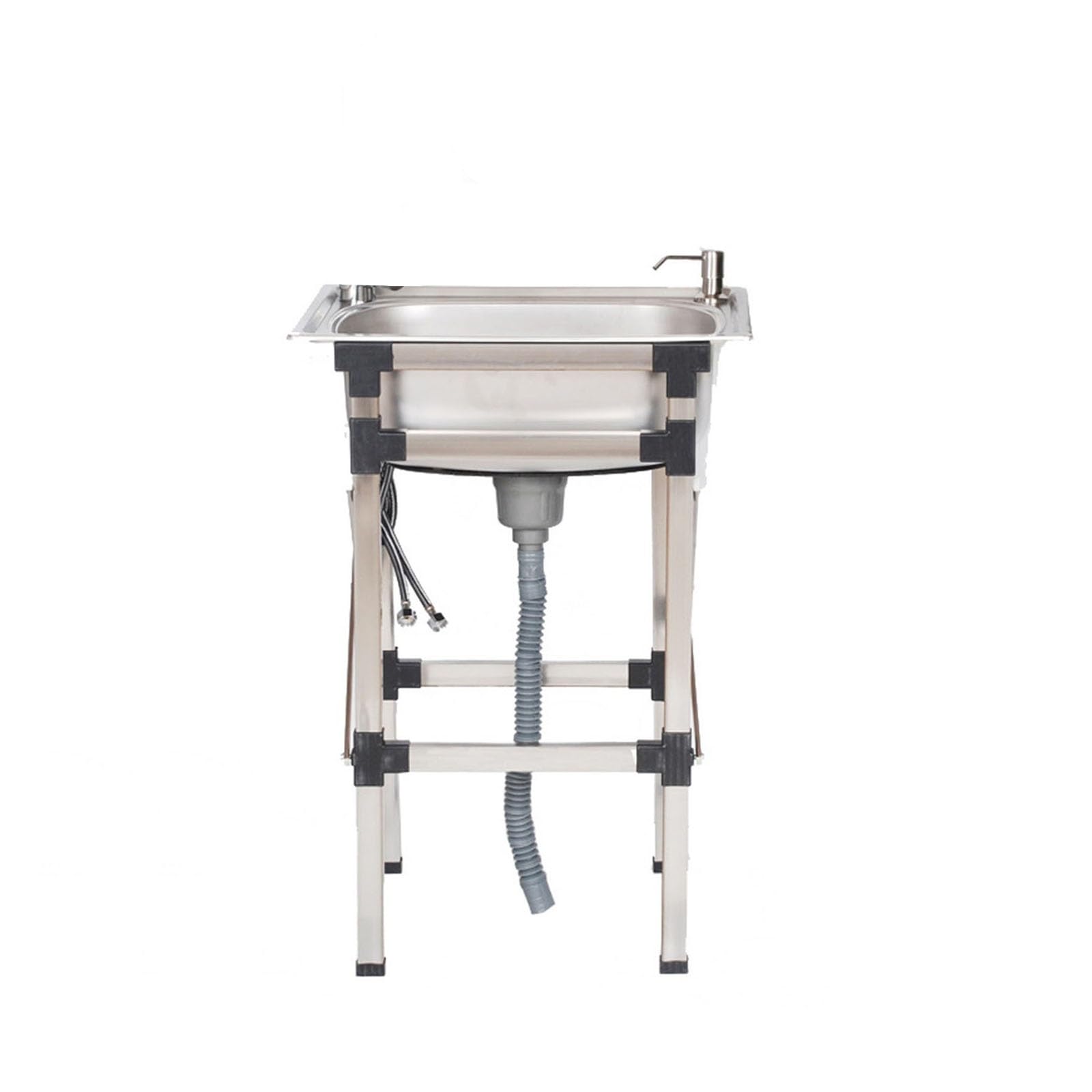 Free Standing Stainless Steel Utility Sink - Commercial Kitchen, Laundry Room, Outdoor Washing Station with Hose Hookup, Hand Basin for Prep & Utility Use (No Faucet, Size: 4)