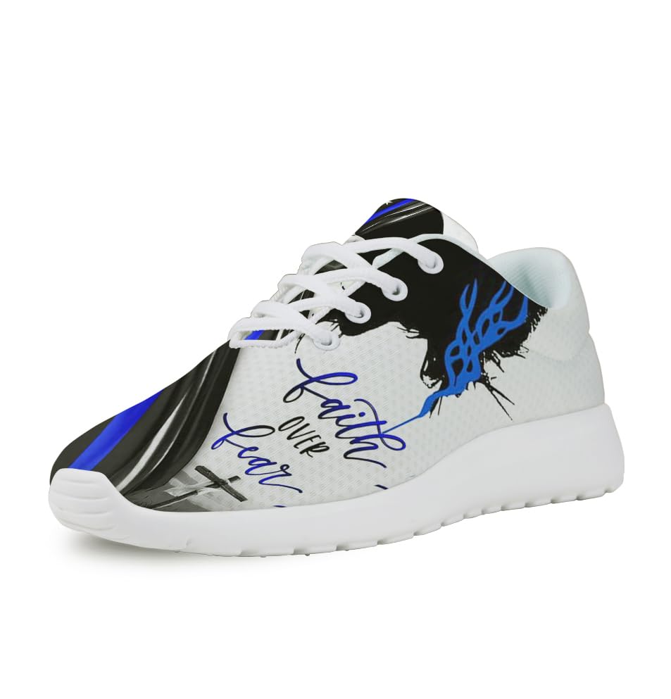 Faith Over Fear Thin Blue Line Shoes for Women Men Trail Running Casual Fashion Sneakers Slip-on Tennis Shoes
