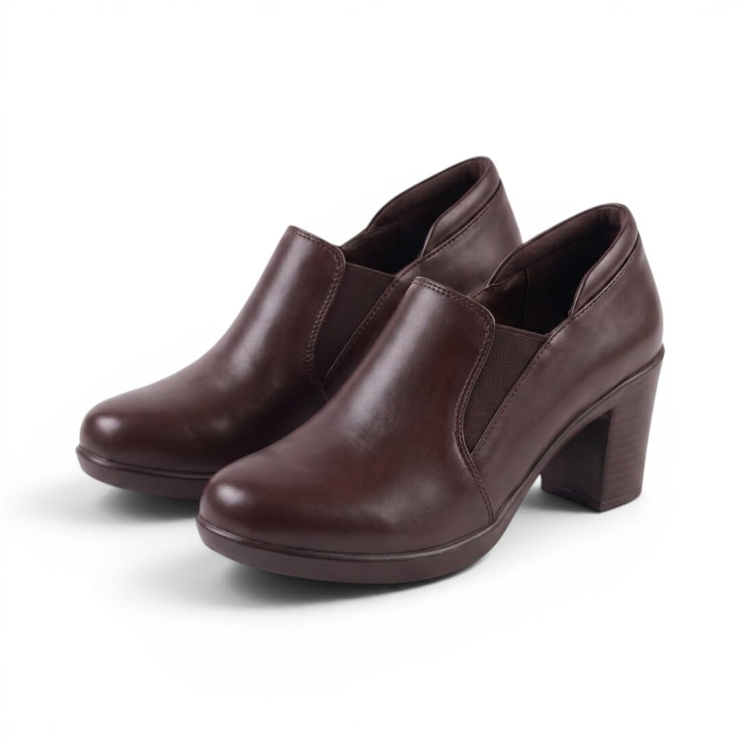 Women's Block Heel Chelsea Pumps | Slip-On Office Shoes | Elastic Side Panel Formal Pumps | Comfortable Mid Heel Work Footwear-picture-44