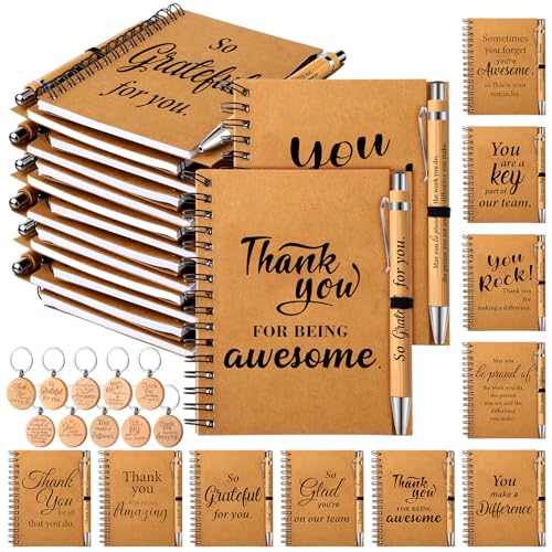 Carnets de poche en kraft et stylos en bambou Qeeenar | Set cadeaux enseignants