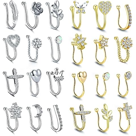 JDXN 24 PCS Fake Nose Rings Set Cover