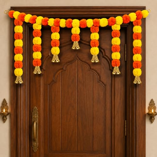Best Janmashtami Decorations from Amazon India 41 Marigold Flower Artificial Toran for Main Door 3 Feet | Marigold ...
