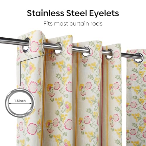 Image of haus & kinder Digital Printed Cotton Door Curtains 7 Feet Long Pack of 2 Door Curtains, 7 Feet Curtains for Door (Petaline, Multi 130x213 CM)