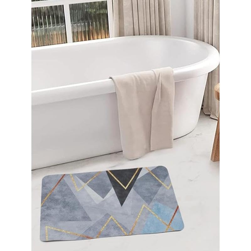 AMBM Ultra Thin Bath Mat 1 Set Water Absorbing Bath Mat with Soap Dishes Foldable Fast Drying Bathroom Mat,Non-Slip & Stylish Bath Mat Quick Dry Washable Bath Mat