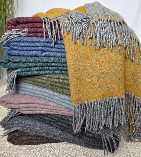 STTS International Schurwoll-Wohndecke Tirol in Grau-Senf, 140 x 200 cm – Bild 7