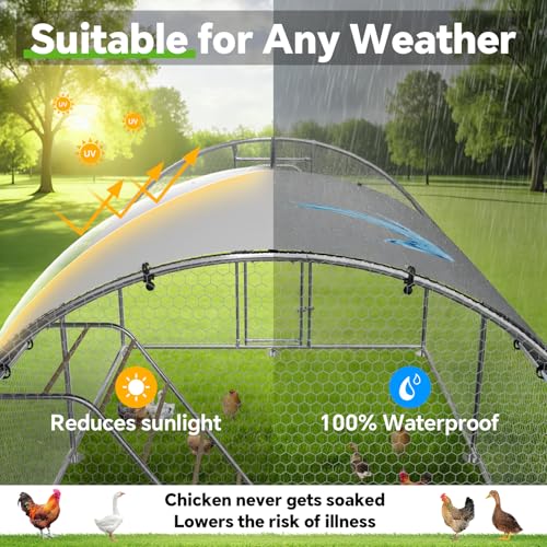 Image of 13.1x9.8 FT Large Metal Chicken Coop, Walk-in Poultry Run Enclosure