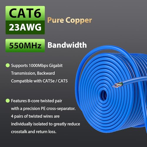 Cable Bulk Ethernet Cat6 Riser CMR 1000 FT Azul miniatura 2