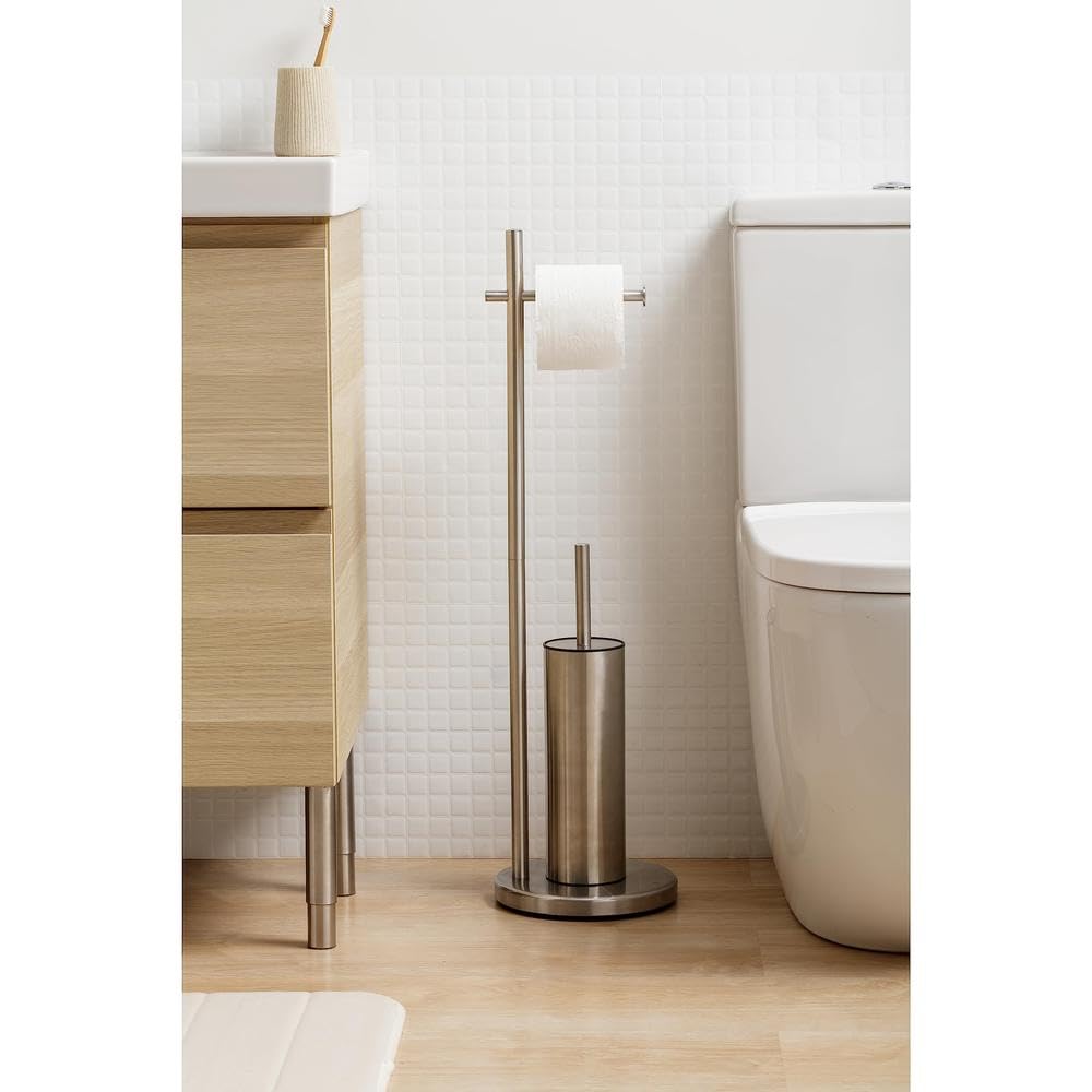 TATAY Standing Toilet Roll Holder, Metallic, 20,5 x 20,5 x 74,5 cm - Image 2